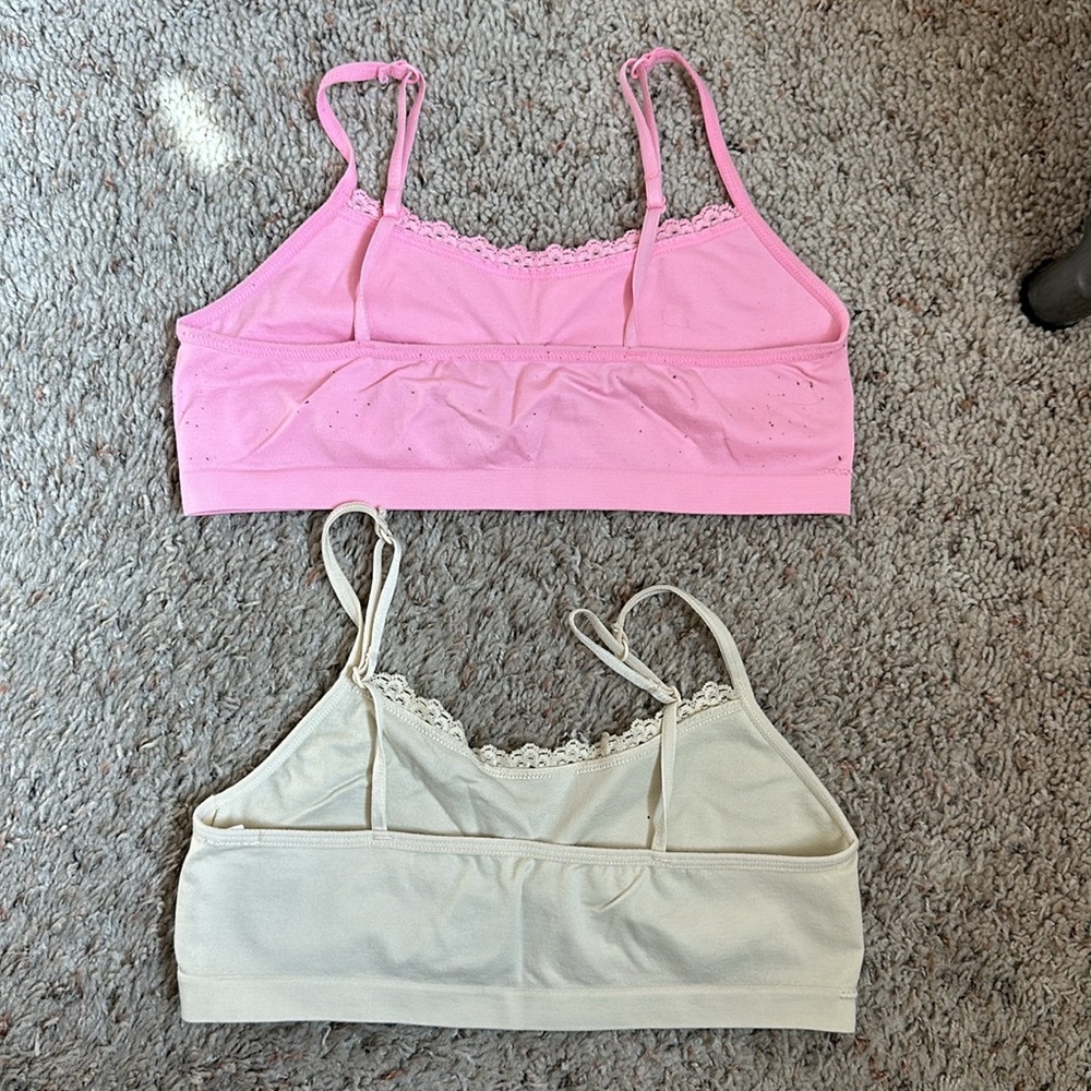 GIRLS So training sport bras set of 2 pink and cream size large - Picture 2 of 5